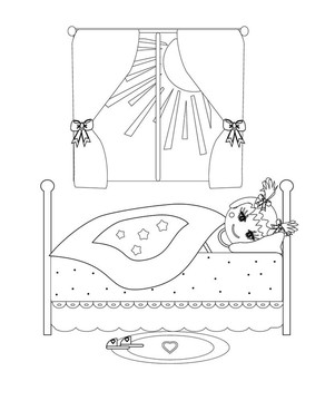 女孩睡在她的房間