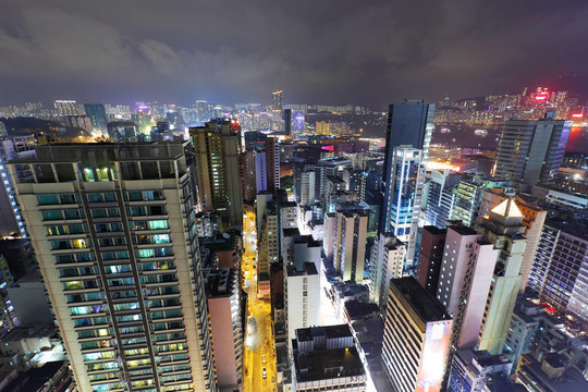 香港市中心城區(qū)的夜晚