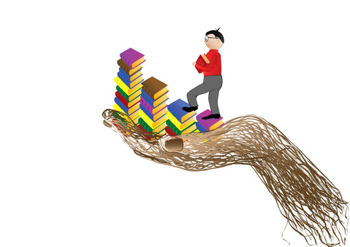 插圖男孩下書