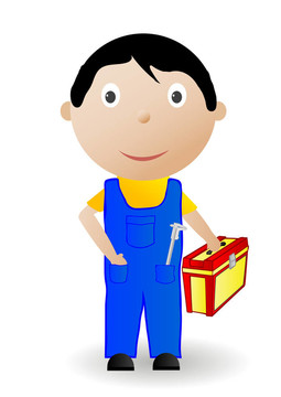 說明男孩用工具