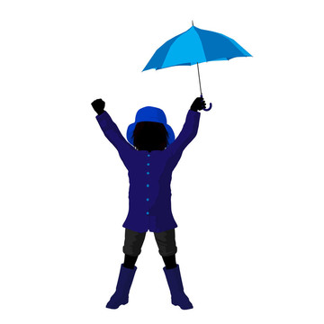 雨小子的剪影插圖