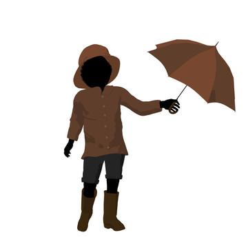 非洲裔美國(guó)人的雨小子剪影插圖