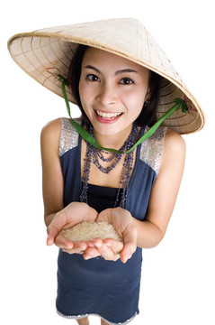 女人手里有米