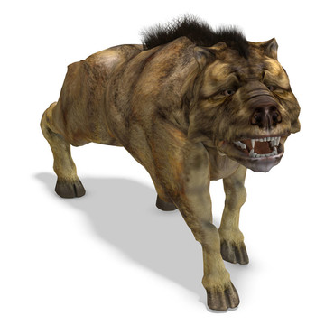 Dinosaur Daeodon Dinohyus。3D渲染與剪輯路徑和陰影超過白色