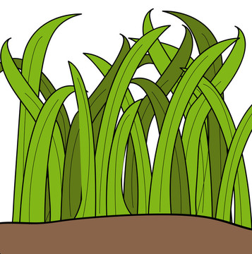 綠草葉的卡通畫