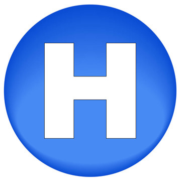 藍(lán)色按鈕或圖標(biāo)與醫(yī)院符號(hào)