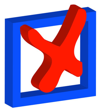 3D框與紅色X或無作為選擇