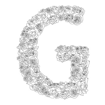 紅玫瑰的花字母；字符G