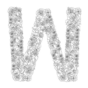 紅玫瑰的花字母；字符