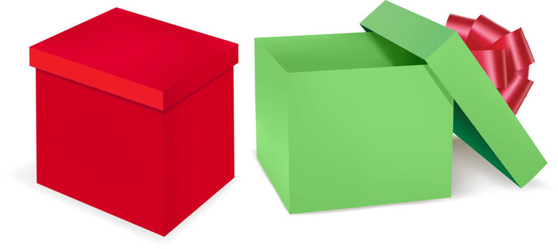 紅色和綠色禮品盒