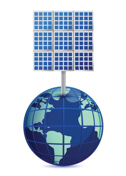 地球和太陽能電池板