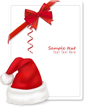 紅boww絲帶和Santa的帽子