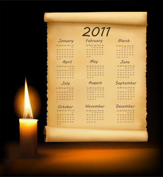 帶日歷的舊紙2011。
