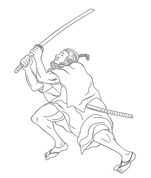 用刀戰(zhàn)斗姿態(tài)Samurai warrior