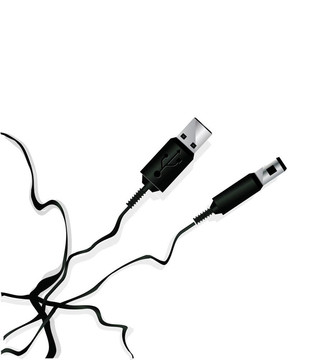 在白色背景上孤立的USB電纜