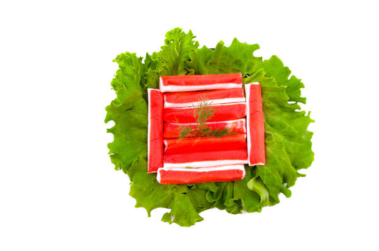 新鮮生菜和螃蟹肉