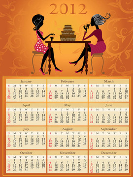日歷2012熱茶和蛋糕