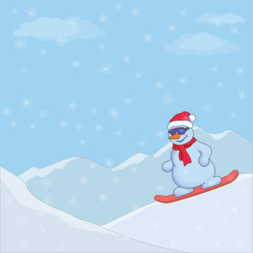 滑雪板上的雪人
