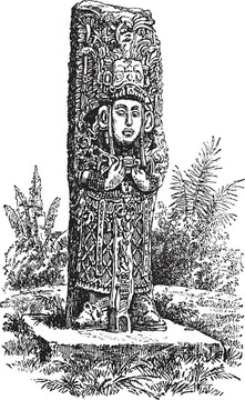 在洪都拉斯科潘巨石；復(fù)古雕刻