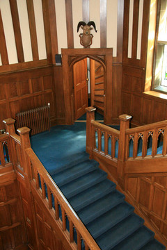 室內(nèi)的Hatley Castle；Victoria加拿大；公元前；