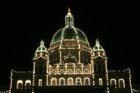 夜間議會大廈；Victoria；卑詩省；加拿大