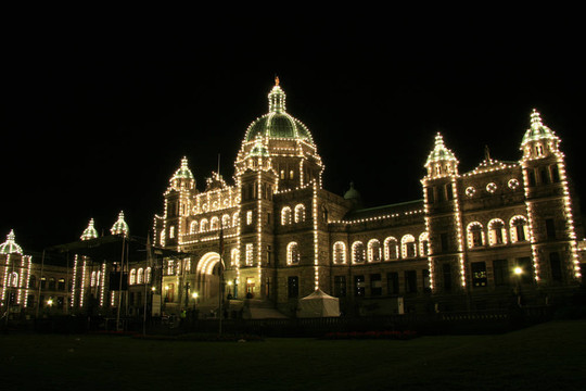夜間議會(huì)大廈；Victoria；卑詩(shī)省；加拿大