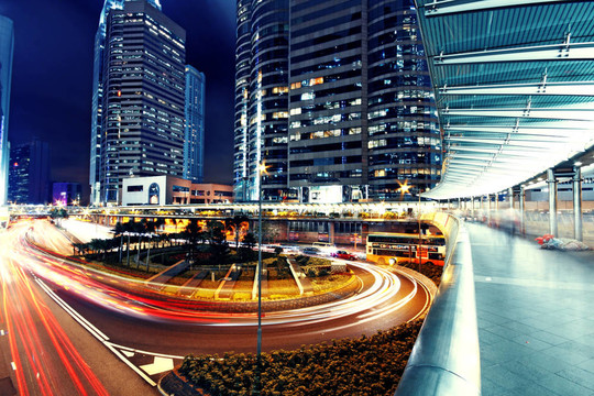 夜間高速公路交通現(xiàn)代化城市；香港