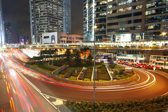 夜間高速公路交通現(xiàn)代化城市；香港