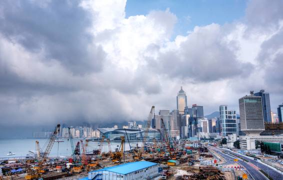 在香港，天空巨大的施工現(xiàn)場