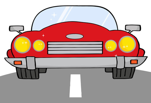 在道路上的紅色敞篷車