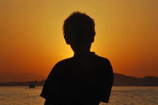 在夕陽的剪影