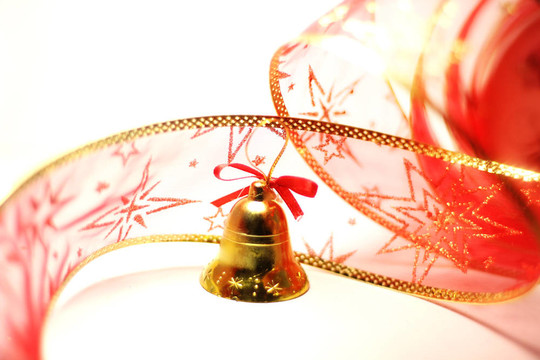 白色紅色絲帶圣誕鈴鐺玩具