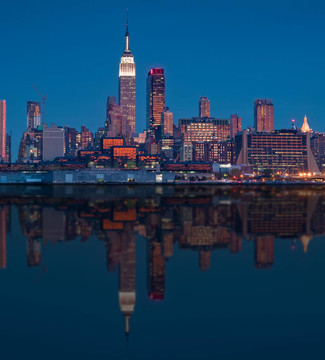 風(fēng)景秀麗的紐約市天際線哈德遜河