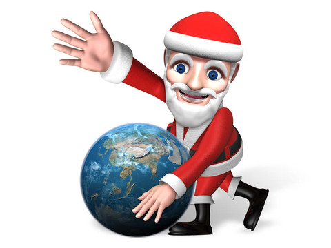 3D圣誕老人和地球的移動