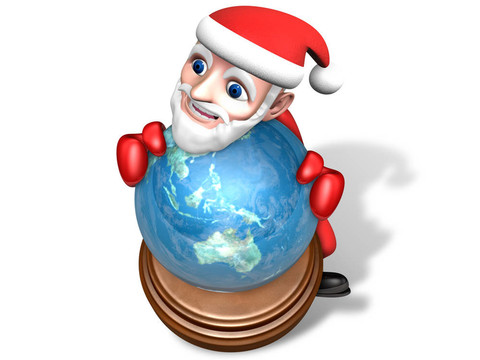 3D圣誕老人手持地球儀