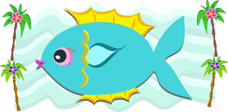 熱帶魚類和棕櫚樹