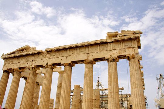 帕特農神廟在雅典Akropolis；希臘；