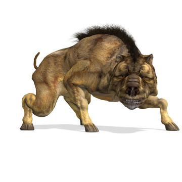 Dinosaur Daeodon Dinohyus。3D渲染與剪輯路徑和陰影超過白色