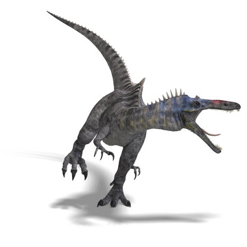 恐龍suchominus。3D渲染與剪輯路徑和陰影超過白色
