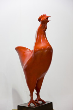 紅色大公雞雕塑