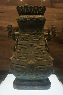 陜西西安文物青銅器梁其壺