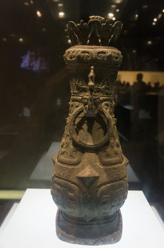 陜西西安文物青銅器梁其壺