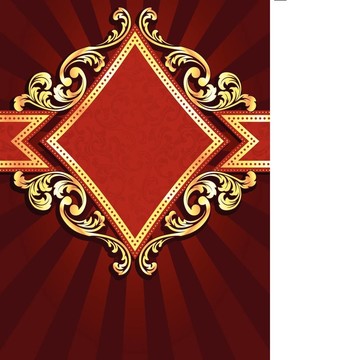 鉆石形的紅色和金色的旗幟