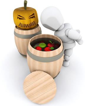 人咬蘋果和南瓜燈