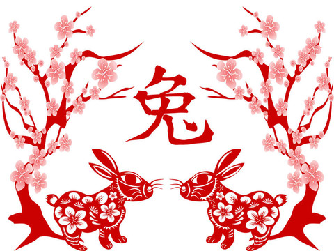 兔農(nóng)歷新年剪紙