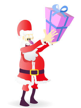 Santa拿著圣誕禮物