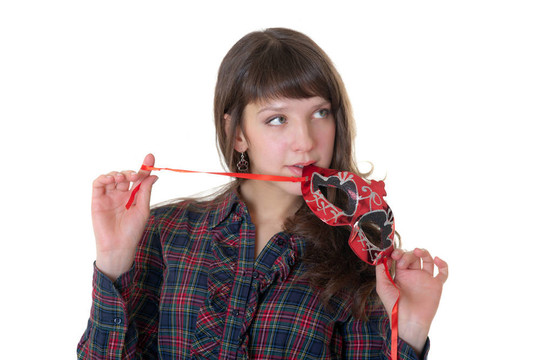 帶有狂歡節(jié)面具的女孩