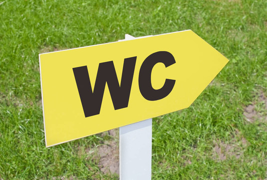 草地上的WC標(biāo)志指示方向