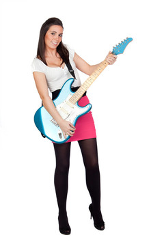 迷人的女孩與藍(lán)色電吉他