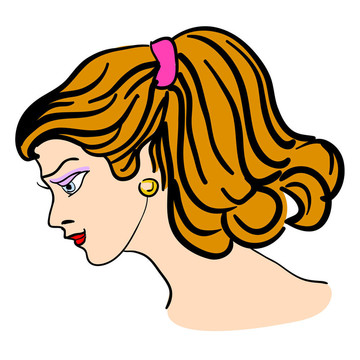 手繪時(shí)裝模特。插畫。女人的臉